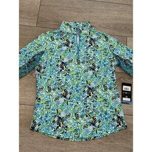 IBKUL Blue and Green Long Sleeve Top